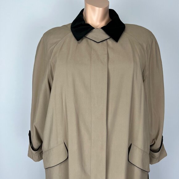 Anne Klein Womens Plus Tan Trench Coat Removable Liner Velvet Collar size 24 - Picture 2 of 16